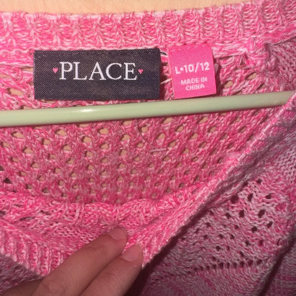 The Children’s Place Girls Pink Open Knit Cable Sweater Size L 10/12